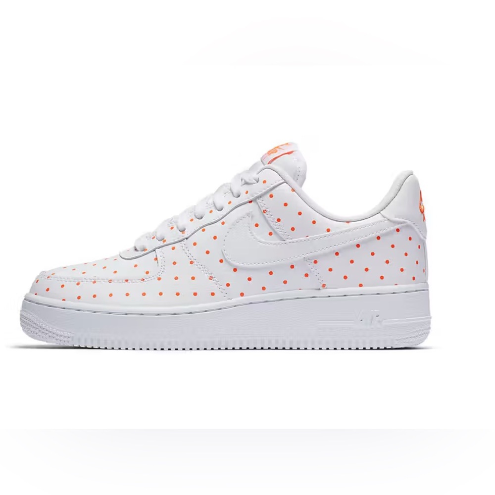 Orange and white polka dot Air Force 1